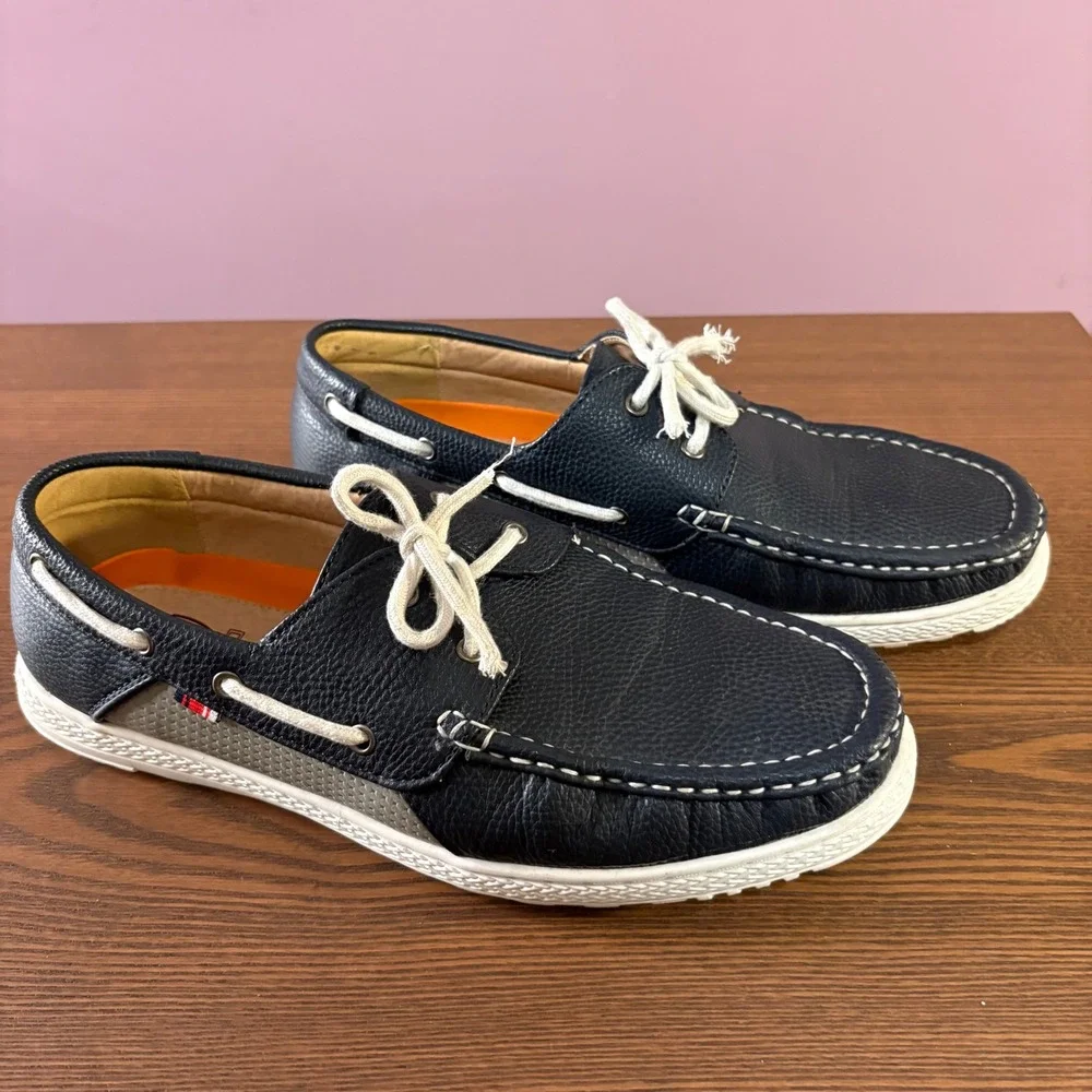 Phat‎ Classic Boat Shoes Mens Size 10 Navy Blue Excellent Nautical Loafers